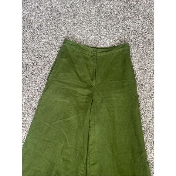 RHODE Penelope Pant Chive Womens Size 4 Green Wide Leg Culotte Linen Lagenlook - Picture 13 of 13